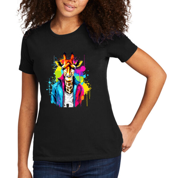 Colorful Giraffe - Women's Premium Cotton T-Shirt Thumbnail