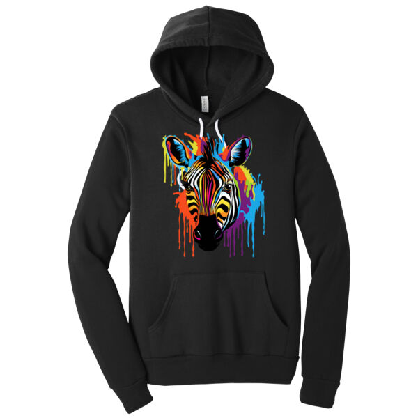 Colorful Zebra - Unisex Premium Fleece Hooded Sweatshirt Thumbnail
