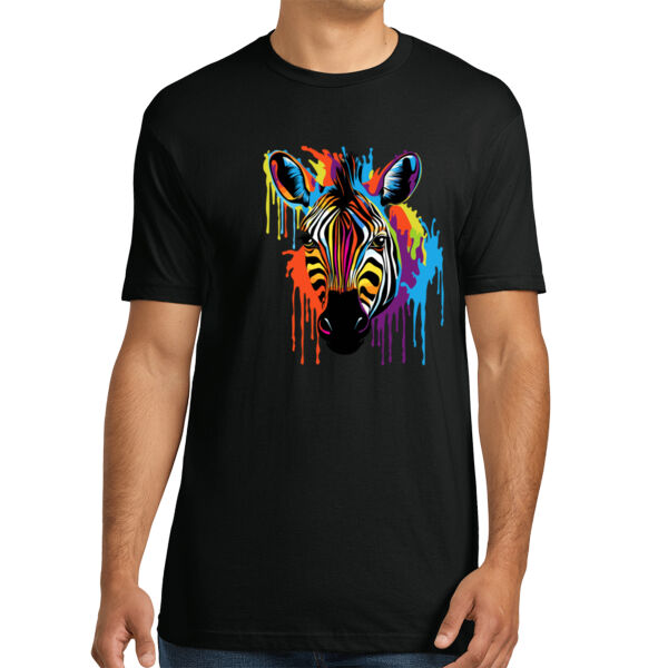 Colorful Zebra - Unisex Premium Cotton T-Shirt Thumbnail