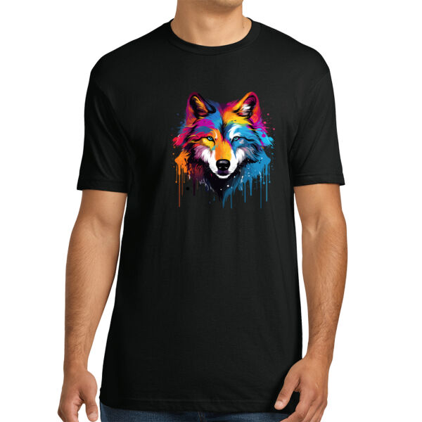 Colorful Wolf - Unisex Premium Cotton T-Shirt Thumbnail
