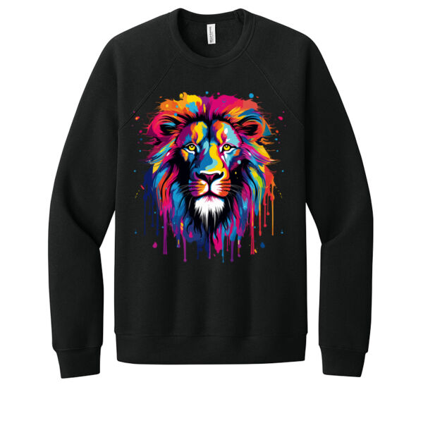 Colorful Lion Face - Unisex Premium Fleece Crew Sweatshirt Thumbnail