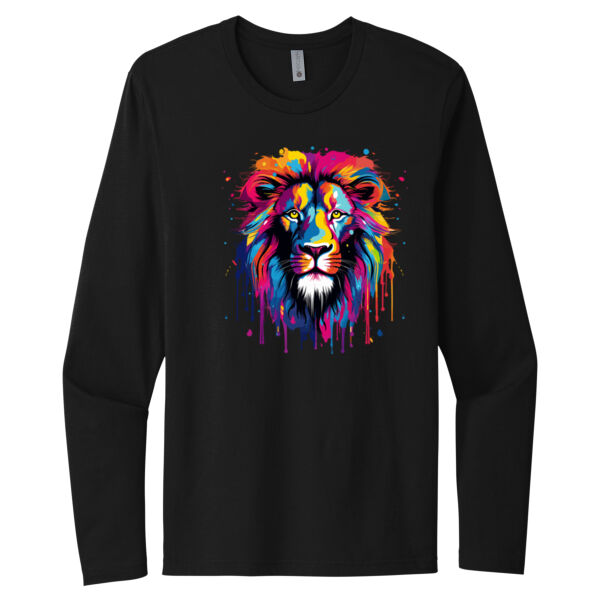 Colorful Lion Face - Unisex Premium Cotton Long Sleeve T-Shirt Thumbnail