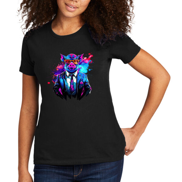 Suit Up Pig - Women's Premium Cotton T-Shirt Thumbnail