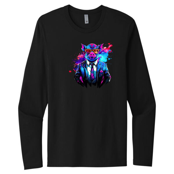Suit Up Pig - Unisex Premium Cotton Long Sleeve T-Shirt Thumbnail