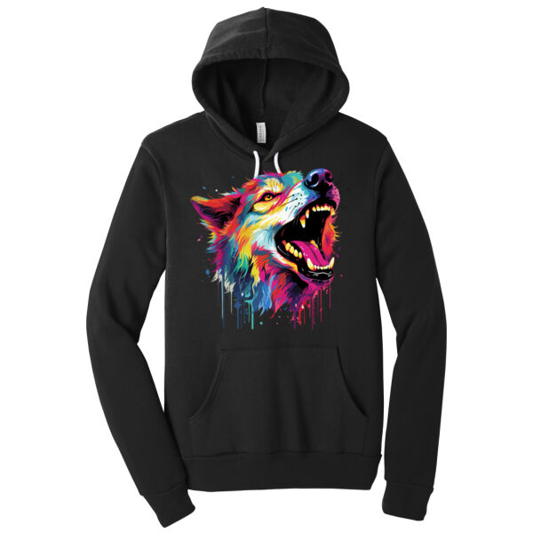 Colorful Howling Wolf - Unisex Premium Fleece Hooded Sweatshirt Thumbnail
