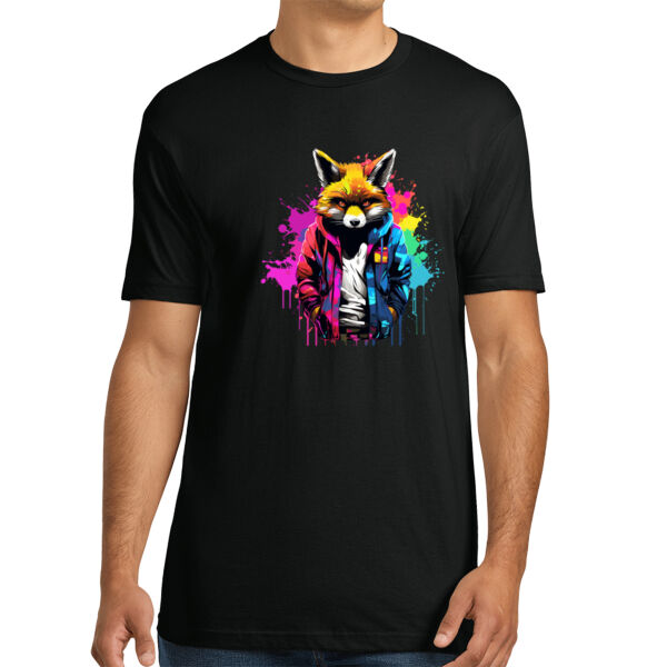 Colorful Fox - Unisex Premium Cotton T-Shirt Thumbnail
