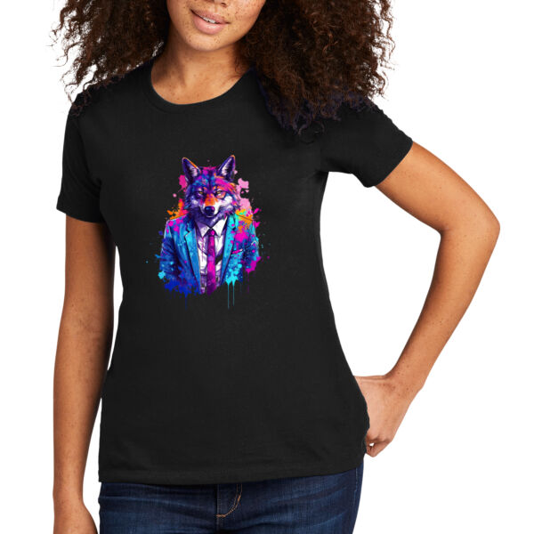 Suit Up Wolf - Women's Premium Cotton T-Shirt Thumbnail