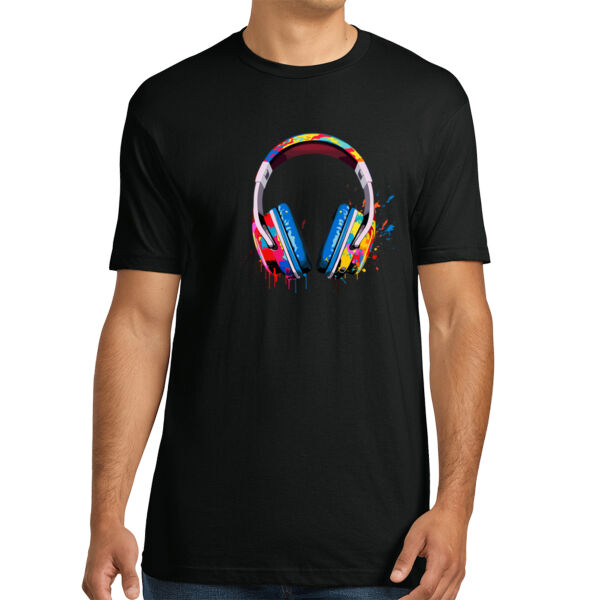 Headphones - Unisex Premium Cotton T-Shirt Thumbnail