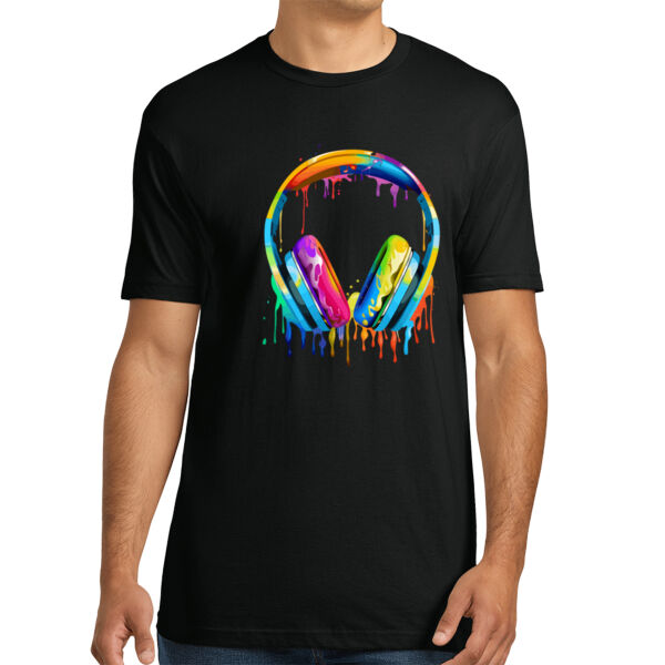 Colorful Headphones - Unisex Premium Cotton T-Shirt Thumbnail