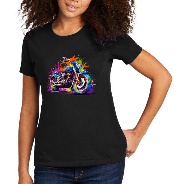 Colorful Motorcycle - Women's Premium Cotton T-Shirt Thumbnail
