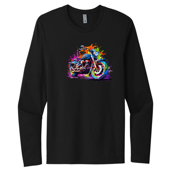 Colorful Motorcycle - Unisex Premium Cotton Long Sleeve T-Shirt Thumbnail