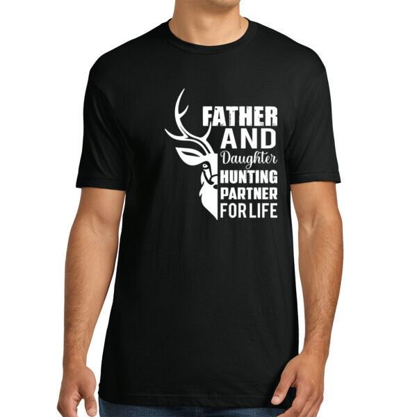 Father and Daughter Hunting Partners - Unisex Premium Cotton T-Shirt Thumbnail