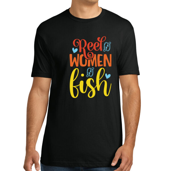 Reel Women Fish - Unisex Premium Cotton T-Shirt Thumbnail
