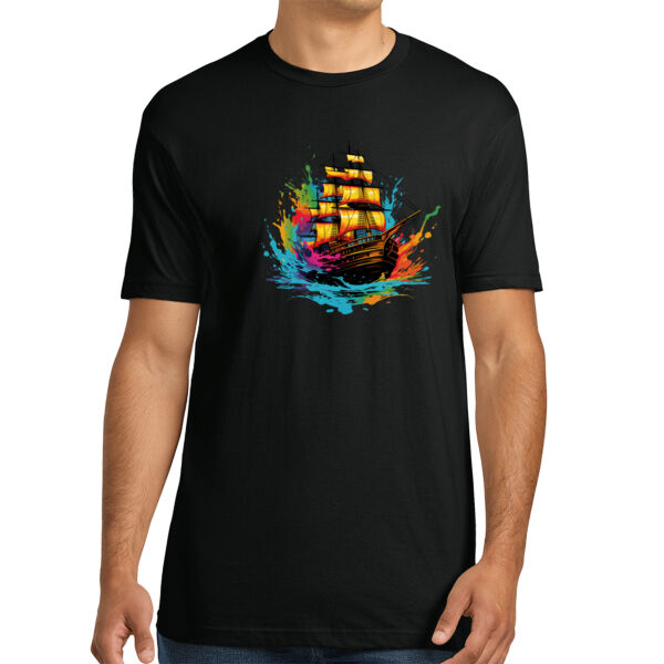 Colorful Ship - Unisex Premium Cotton T-Shirt Thumbnail