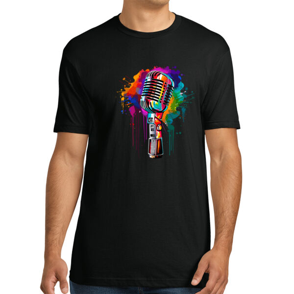 Colorful Microphone - Unisex Premium Cotton T-Shirt Thumbnail