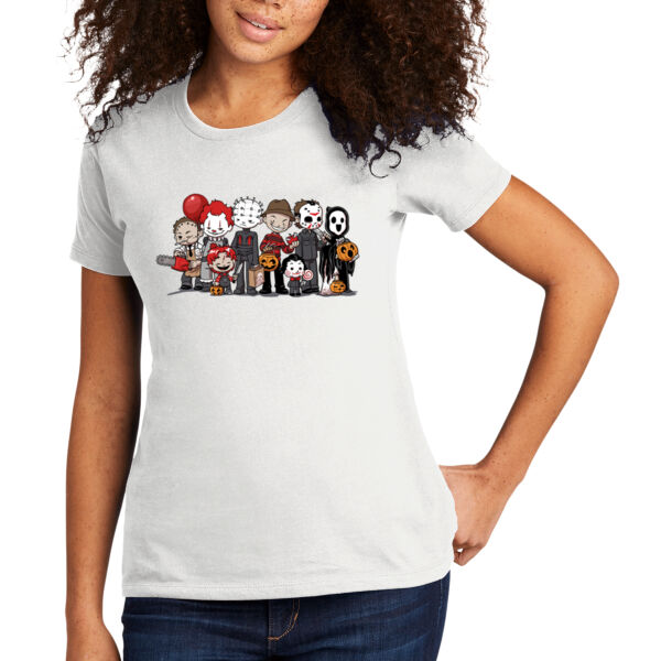 Cartoon Horror Friends - Women's Premium Cotton T-Shirt Thumbnail