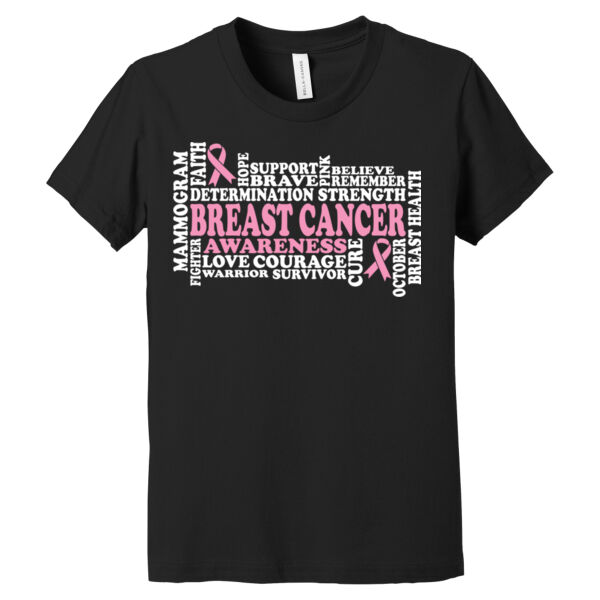 Breast Cancer Awareness Word Art - Youth Jersey Short Sleeve Tee Thumbnail
