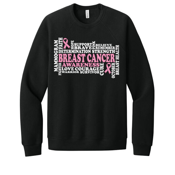 Breast Cancer Awareness Word Art - Unisex Premium Fleece Crew Sweatshirt Thumbnail