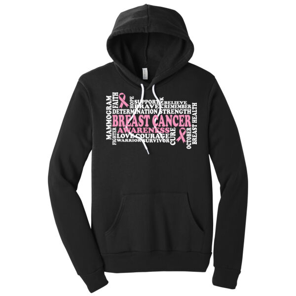 Breast Cancer Awareness Word Art - Unisex Premium Fleece Hooded Sweatshirt Thumbnail