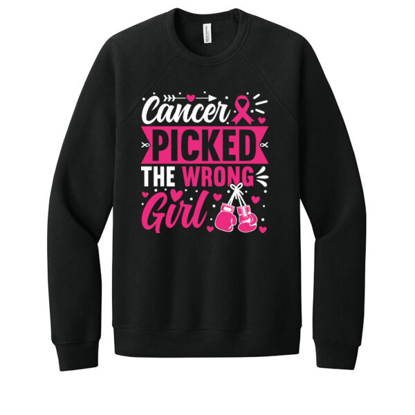 Cancer Picked The Wrong Girl - Unisex Premium Fleece Crew Sweatshirt Thumbnail
