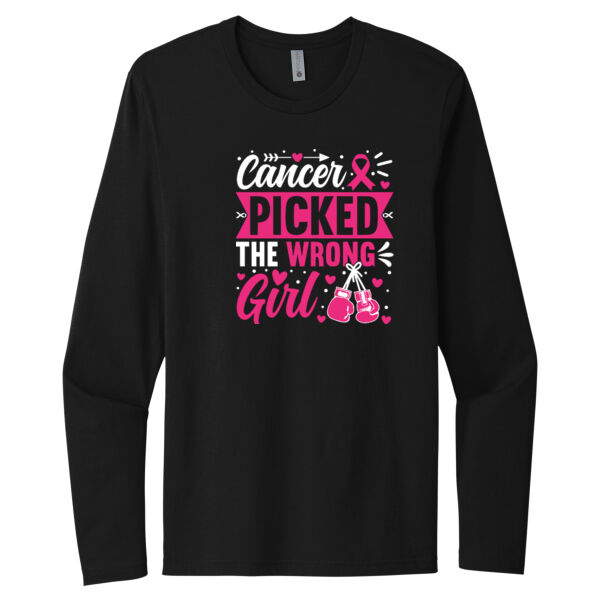 Cancer Picked The Wrong Girl - Unisex Premium Cotton Long Sleeve T-Shirt Thumbnail