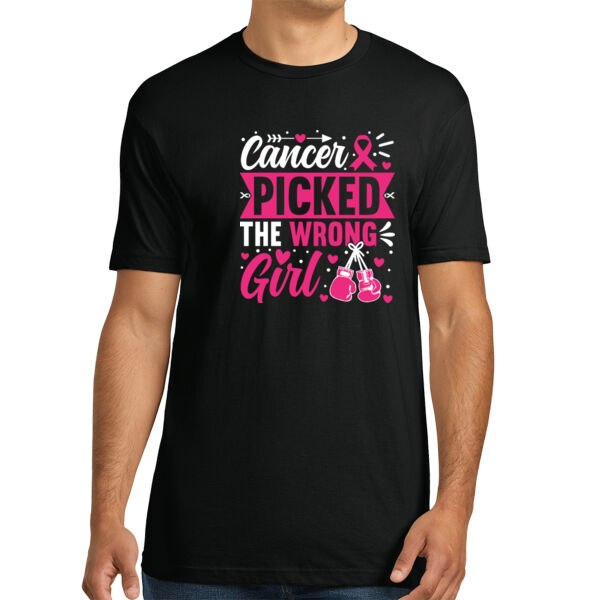 Cancer Picked The Wrong Girl - Unisex Premium Cotton T-Shirt Thumbnail