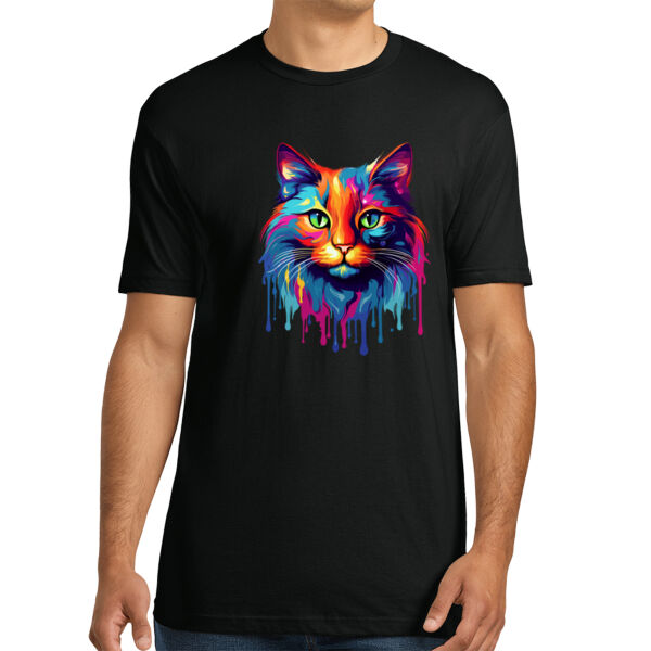 Colorful Cat - Unisex Premium Cotton T-Shirt Thumbnail