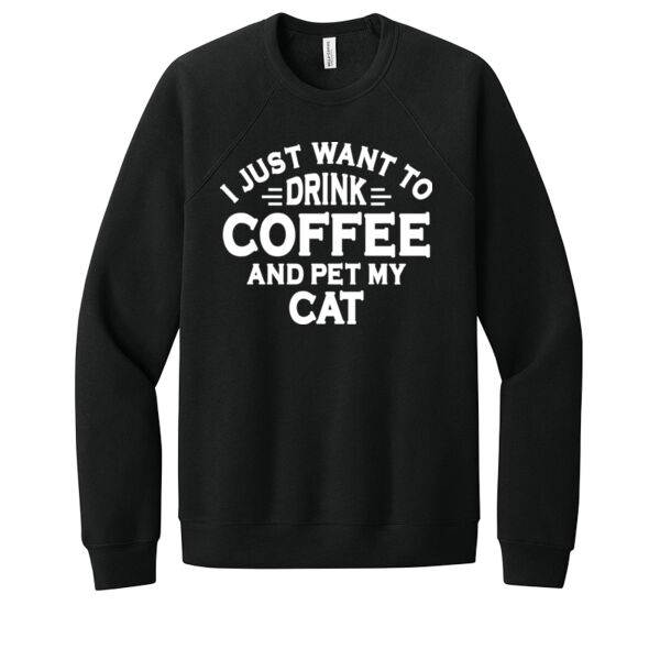 Drink Coffee and Pet Cats - Unisex Premium Fleece Crew Sweatshirt Thumbnail