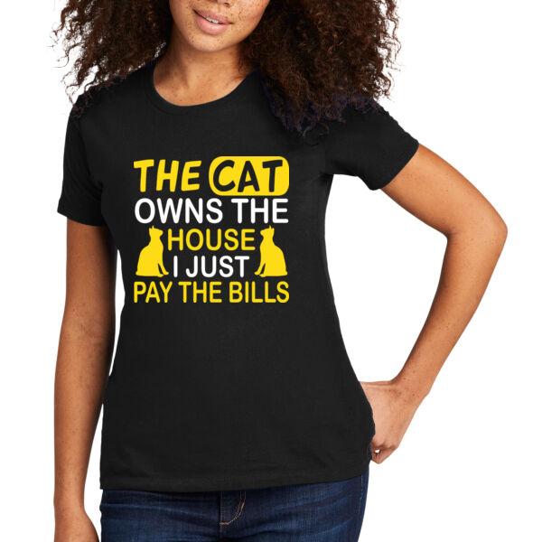 The Cat Owns the House - Women's Premium Cotton T-Shirt Thumbnail