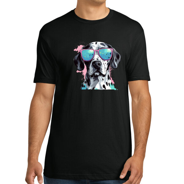 Dalmatian with Glasses - Unisex Premium Cotton T-Shirt Thumbnail