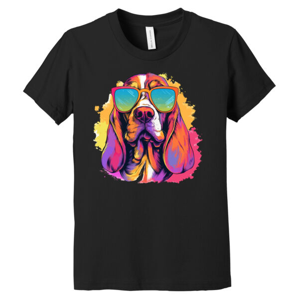 Basset Hound With Glasses - Youth Jersey Short Sleeve Tee Thumbnail