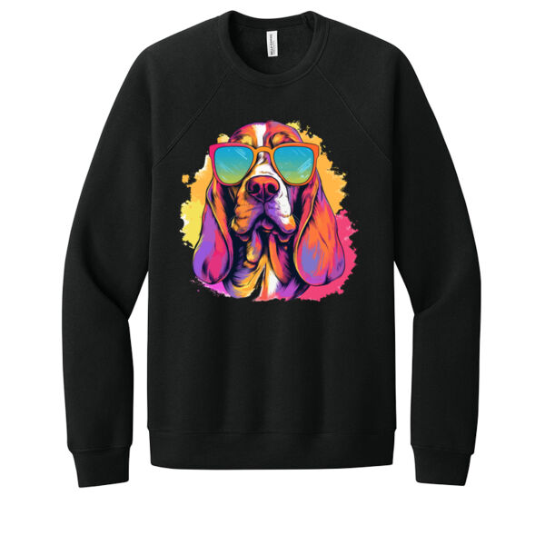 Basset Hound With Glasses - Unisex Premium Fleece Crew Sweatshirt Thumbnail