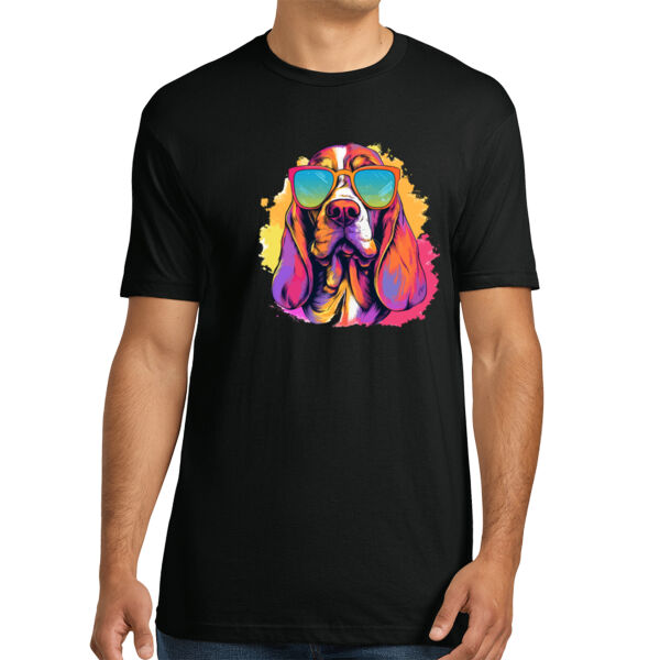Basset Hound With Glasses - Unisex Premium Cotton T-Shirt Thumbnail