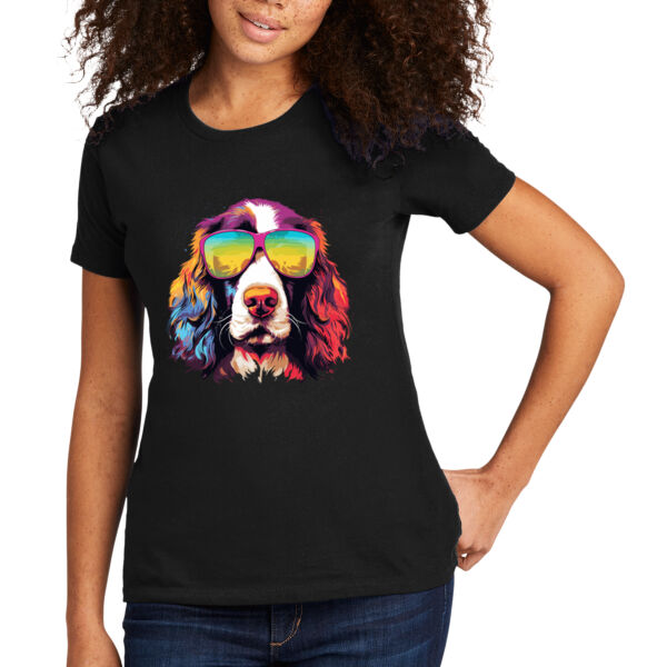 English Springer Spaniel With Glasses - Women's Premium Cotton T-Shirt Thumbnail