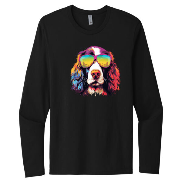 English Springer Spaniel With Glasses - Unisex Premium Cotton Long Sleeve T-Shirt Thumbnail