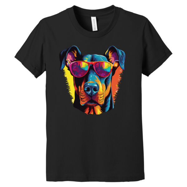 Doberman Pinscher With Glasses - Youth Jersey Short Sleeve Tee Thumbnail