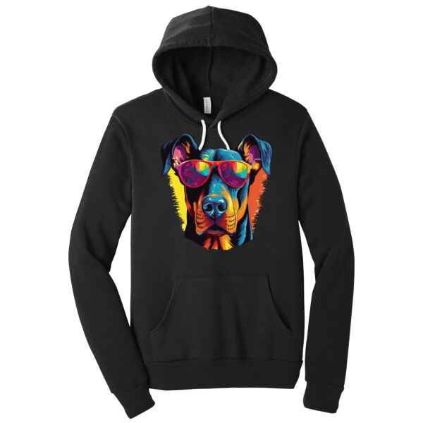 Doberman Pinscher With Glasses - Unisex Premium Fleece Hooded Sweatshirt Thumbnail