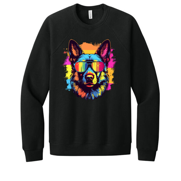 German Shepherd With Glasses - Unisex Premium Fleece Crew Sweatshirt Thumbnail