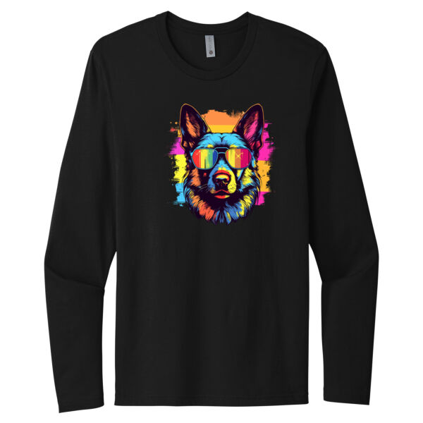 German Shepherd With Glasses - Unisex Premium Cotton Long Sleeve T-Shirt Thumbnail