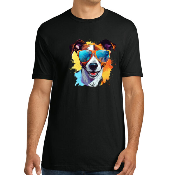 Jack Russell Terrier With Glasses - Unisex Premium Cotton T-Shirt Thumbnail