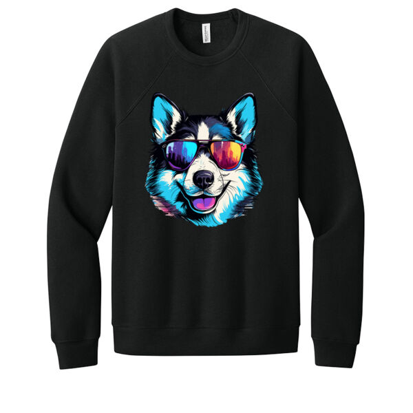 Siberian Husky With Glasses - Unisex Premium Fleece Crew Sweatshirt Thumbnail