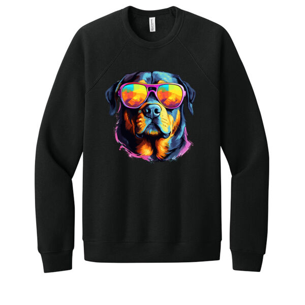 Rottweiler With Glasses - Unisex Premium Fleece Crew Sweatshirt Thumbnail