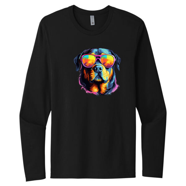 Rottweiler With Glasses - Unisex Premium Cotton Long Sleeve T-Shirt Thumbnail