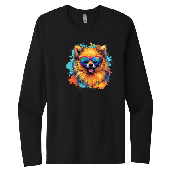 Pomeranian With Glasses - Unisex Premium Cotton Long Sleeve T-Shirt Thumbnail