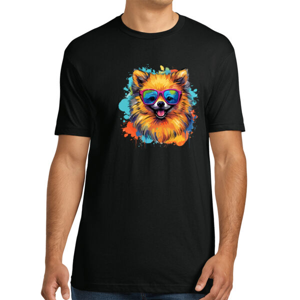 Pomeranian With Glasses - Unisex Premium Cotton T-Shirt Thumbnail