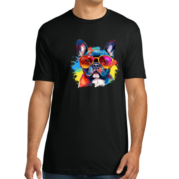 French Bulldog With Glasses - Unisex Premium Cotton T-Shirt Thumbnail