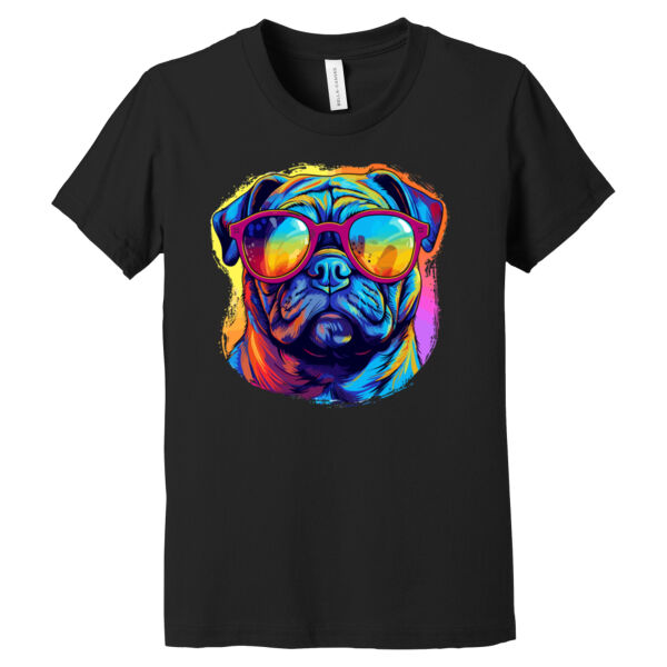 Pug With Glasses - Youth Jersey Short Sleeve Tee Thumbnail