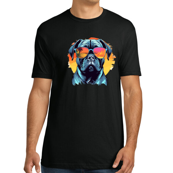 Bullmastiff With Glasses - Unisex Premium Cotton T-Shirt Thumbnail