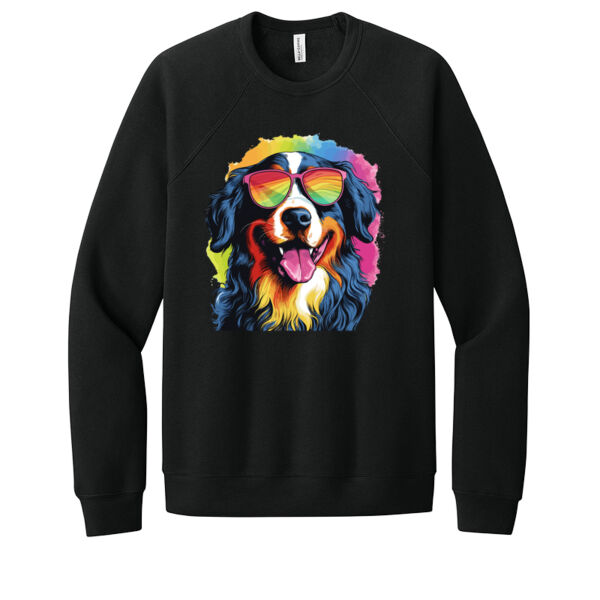 Bernese Mountain With Glasses - Unisex Premium Fleece Crew Sweatshirt Thumbnail