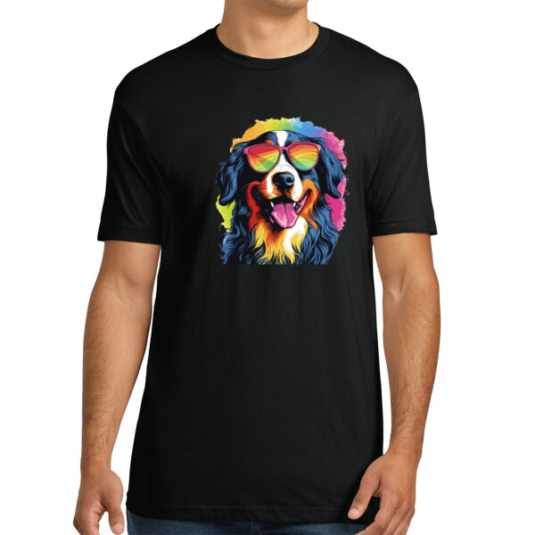 Bernese Mountain With Glasses - Unisex Premium Cotton T-Shirt Thumbnail